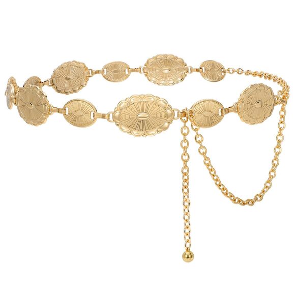 Accessories - 1821 Western Concho Belt Women Cowgirl Metal Belts Boho Gold Shiny Waist Link